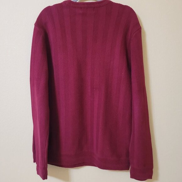 Chaps Ralph Lauren Burgundy Sweater L/G 100% Cotton Office Preppy Dadcore - Picture 9 of 9